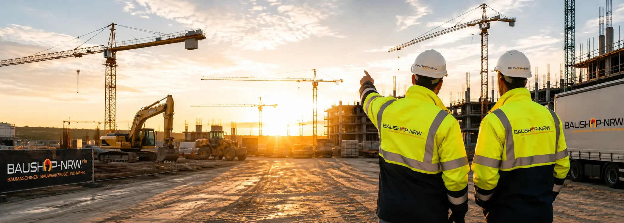 BAUSHOP NRW auf einer Baustelle mit 2 Personen
