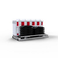 Schake Absperrschrankengitter Set V33420KSET1 mit 10 Absperrschrankengittern und 11 TL-Fußplatten K1 (30 kg) auf Lager- und Transporttraverse