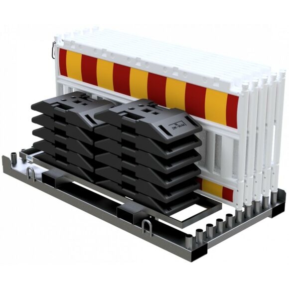 SCHAKE SET 10 Absperrschrankengitter, 11 Fußplatten, Transporttraverse ohne Lampenadapter mit rot/gelber Folie, Typ RA1/A Schrankentyp NOX weiß 33420KSK-SET1