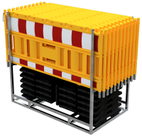 Schake Absperrschrankengitter Set V33420KSET3 mit 20 Absperrschrankengittern und 21 TL-Fußplatten K1 (30 kg) auf Multipalette