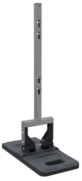 Schake Klappschildhalterung 36080S, Anti-Rutsch Fußplatte, Schildaufnahme 40x40 mm Vierkantrohr