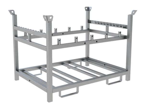 Schake Lager- und Transportpalette für 10 Baken, Fußplatten und Lampen 3NOX-5V verzinkt, kranbar, 1378 x 1000 x 960 mm