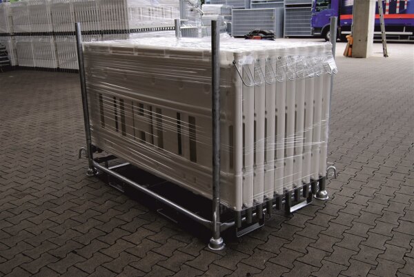 Schake Stapelpalette 32001-0 für 20 Absperrschrankengitter, für Kran- und Staplerbetrieb, mit Einfahrschuhen