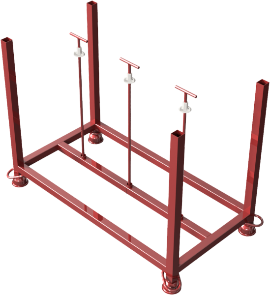 Schake Stapelpalette BS126-V50381 für 21 bis 30 TL-Fußplatten, mit Gewindestab-Sicherung, 50 x 50 mm Vierkantrohr