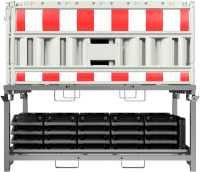 Schake Absperrschrankengitter Set V3320K-SET5 mit 20 Absperrschrankengittern und 21 Fußplatten auf Twinpalette, inkl. Transporttraverse, TL-Fußplatte K1 30 kg