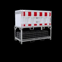 Schake Absperrschrankengitter Set V3320K-SET5 mit 20 Absperrschrankengittern und 21 Fußplatten auf Twinpalette, inkl. Transporttraverse, TL-Fußplatte K1 30 kg