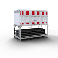 Schake Absperrschrankengitter Set V3320K-SET5 mit 20 Absperrschrankengittern und 21 Fußplatten auf Twinpalette, inkl. Transporttraverse, TL-Fußplatte K1 30 kg