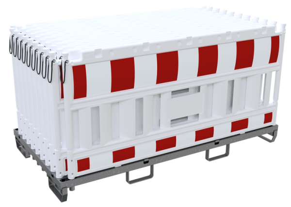 Schake Absperrschrankengitter Set V33420K-32003, 20 Stück auf Lager- und Transporttraverse, für Absturzsicherung
