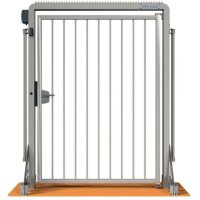 SCHAKE Mobile Tür V-Door verzinkt, auf Stahlplatte montiert Bauzaunmodul ohne Zutrittskontrolle, mit Klinke VPDO22VOB0182