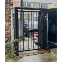 SCHAKE Mobile Tür V-Door verzinkt, auf Stahlplatte montiert Bauzaunmodul ohne Zutrittskontrolle, mit Klinke VPDO22VOB0182