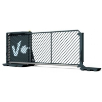 SCHAKE Faltbares Schiebetor, vereinfacht V-Gate-Simple verzinkt + schwarz-matt pulverbeschichtet Bauzaunmodul ohne Zutrittskontrolle, Lichtschranke VPSE23SOB0316