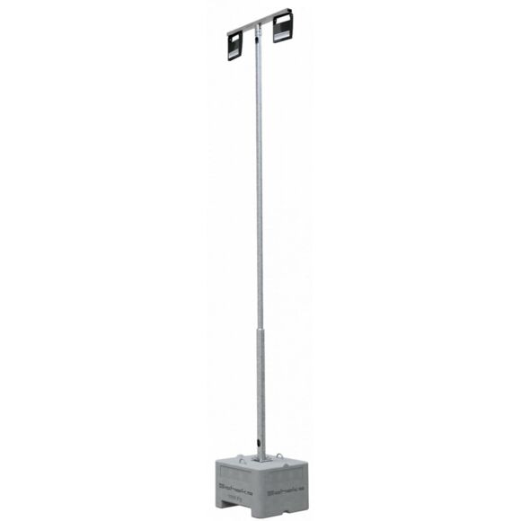 SCHAKE Lampenmast SET aus Stahl 6,00 m Masthöhe, verzinkt 1000 kg Beton- Aufstellvorrichtung Lichtfarbe: 4000 K 353160-SET2