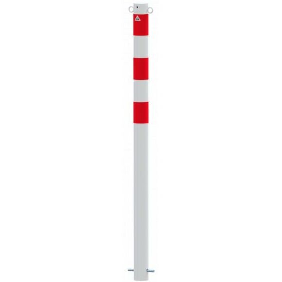 SCHAKE Absperrpfosten Stahlrohr Ø 76 x 2,6 mm ortsfest zum Einbetonieren feuerverzinkt und weiß beschichtet mit 2 Ösen 476B/2