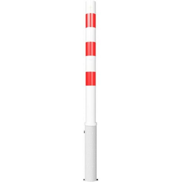 SCHAKE Absperrpfosten Stahlrohr Ø 76 x 2,6 mm herausnehmbar mit Profilzylinderschloss feuerverzinkt und weiß beschichtet ohne Öse 476ZB