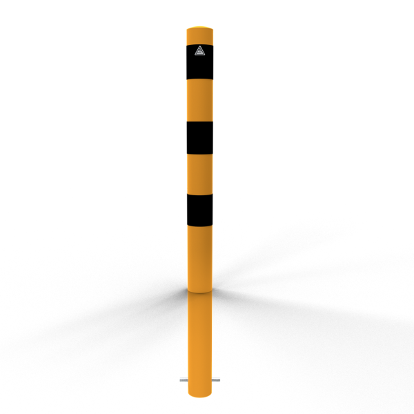 Schake Absperrpfosten Stahlrohr BS126-V489BG ortsfest für Dübelbefestigung, feuerverzinkt gelb-schwarz, Ø 89 x 2,9 mm, 900 mm Überflur