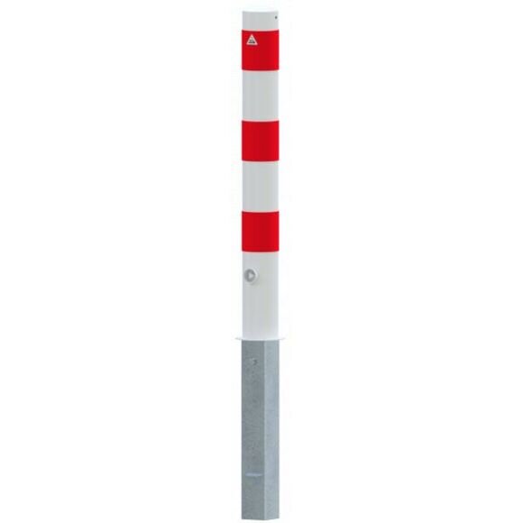SCHAKE Absperrpfosten Stahlrohr Ø 102 x 2,9 mm herausnehmbar mit Dreikantverschluss feuerverzinkt und weiß beschichtet 491FB