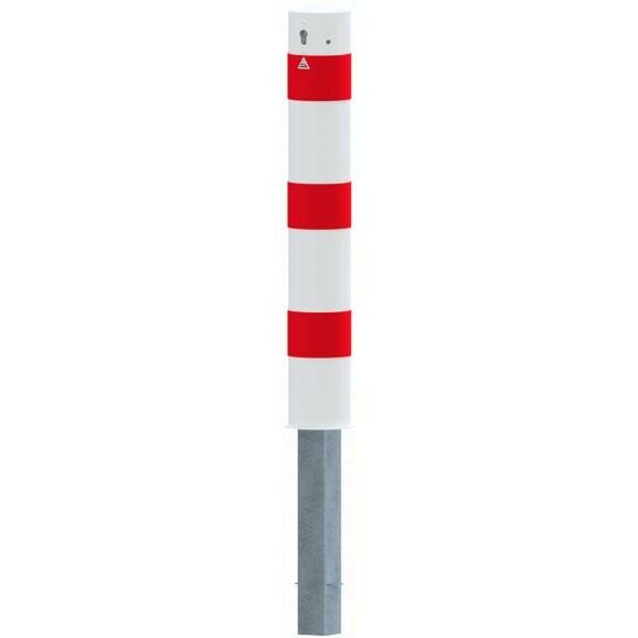 SCHAKE Absperrpoller Stahlrohr Ø 152 x 3,2 mm herausnehmbar mit Dreikantverschluss oder Profilzylinderschloss feuerverzinkt und weiß beschichtet 40151ZB Stahlrohrpoller