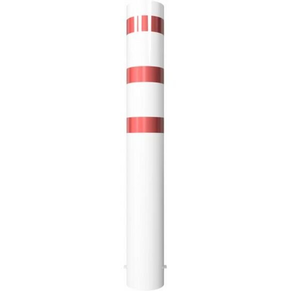 SCHAKE Absperrpoller Stahlrohr Ø 273 x 5 mm ortsfest zum Einbetonieren feuerverzinkt und weiß beschichtet Gesamtlänge: 2000 mm mit aufgeschweißter Stahlkappe 40272B Stahlrohrpoller