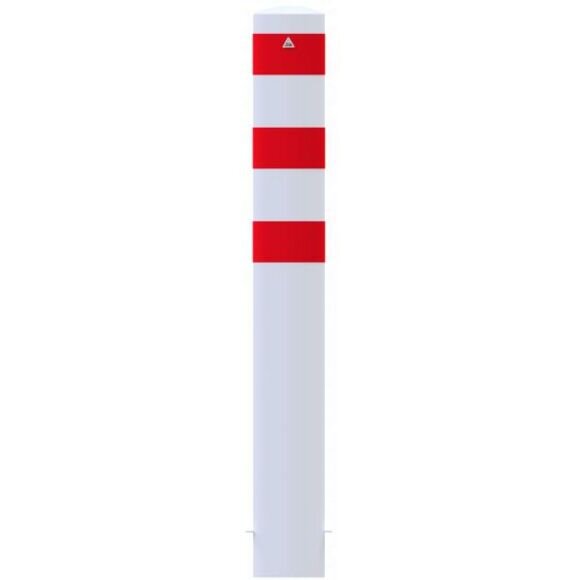 SCHAKE Absperrpoller Stahlrohr  Ø 193 x 3,6 mm ortsfest, zum Einbetonieren feuerverzinkt feuerverzinkt und weiß beschichtet Gesamtlänge: 1500 mm mit aufgeschweißter Stahlkappe 40191B Stahlrohrpoller
