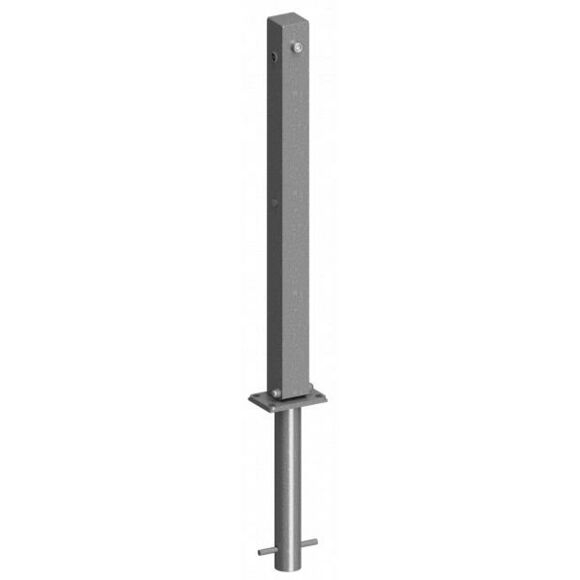 SCHAKE Absperrpfosten 70 x 70 mm umlegbar mit Dreikantverschluss zum Einbetonieren feuerverzinkt und rot beschichtet ohne Öse 470UNH