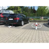 SCHAKE Parkplatzsperre umlegbar mit Profilzylinderschloss feuerverzinkt und weiß beschichtet 4709UZB