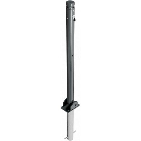 SCHAKE Absperr-Stilpfosten Serie 464B Ø 60 mm umlegbar, selbsteinrastende Verriegelung, zum Einbetonieren mit Profilzylinderschloss und drei Schlüsseln mit 2 Ösen 464UZHB+2