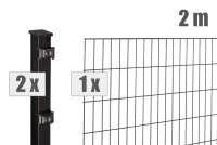 AOS STAHL 2m Zaunpaket KOMPLETT Stabgitterzaun BLACKY inkl. Pfosten SETS