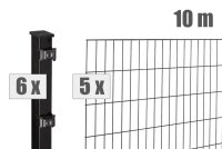 AOS STAHL 10m Zaunpaket KOMPLETT Stabgitterzaun BLACKY inkl. Pfosten SETS