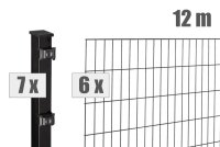 AOS STAHL 12m Zaunpaket KOMPLETT Stabgitterzaun BLACKY inkl. Pfosten SETS