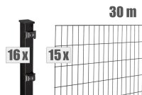 AOS STAHL 30m Zaunpaket KOMPLETT Stabgitterzaun BLACKY inkl. Pfosten SETS