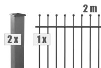AOS STAHL 2m Zaunpakete KOMPLETT Residenzen select DAVOS+ inkl. Pfosten SETS