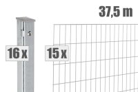 AOS STAHL 37,5m Zaunpakete KOMPLETT Doppelstabgitter MORITZ Höhe 1230mm Farbe verzinkt