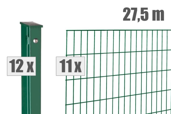 AOS STAHL 27,5m Zaunpakete KOMPLETT Doppelstabgitter MORITZ Höhe 1830mm Farbe moosgrün