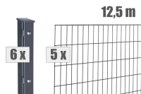 AOS STAHL 12,5m Zaunpaket KOMPLETT Doppelstabgitter MAX Höhe 1230mm Farbe anthrazitgrau
