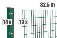 AOS STAHL 32,5m Zaunpaket KOMPLETT Doppelstabgitter MAX Höhe 1630mm Farbe moosgrün