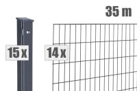 AOS STAHL 35m Zaunpaket KOMPLETT Doppelstabgitter MAX Höhe 1230mm Farbe anthrazitgrau