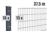 AOS STAHL 37,5m Zaunpaket KOMPLETT Doppelstabgitter MAX Höhe 1830mm Farbe anthrazitgrau