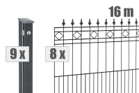 AOS STAHL 16m Zaunpaket KOMPLETT Schmuckzaun RIMINI inkl. Pfosten Höhe 1100mm Länge 16m