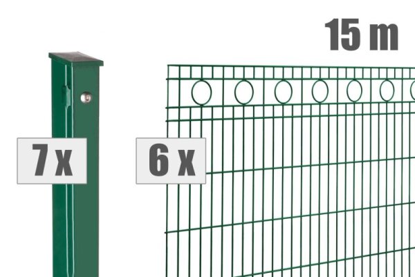 AOS STAHL 15m Zaunpaket KOMPLETT Schmuckzaun ROM Höhe 830mm Farbe moosgrün