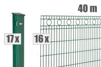 AOS STAHL 40m Zaunpaket KOMPLETT Schmuckzaun ROM Höhe 1030mm Farbe moosgrün