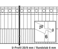 AOS STAHL 10m Zaunpaket KOMPLETT Schmuckzaun TURIN inkl. Pfosten Höhe 800mm