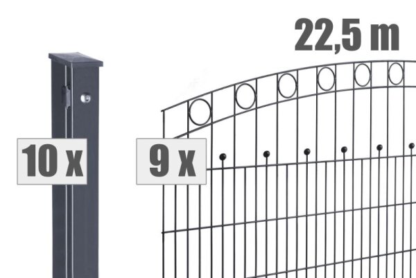 AOS STAHL 22,5m Zaunpaket KOMPLETT Schmuckzaun WIEN inkl. Pfosten Höhe 830mm