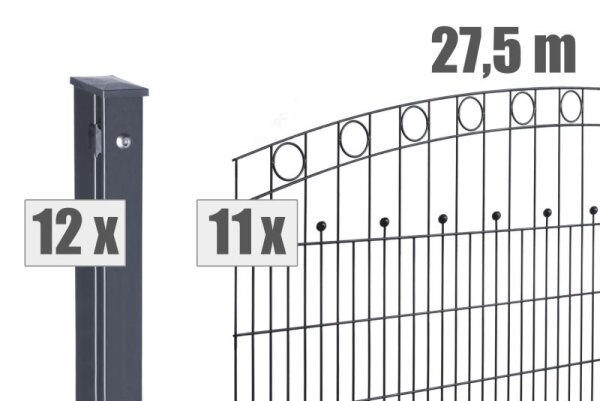 AOS STAHL 27,5m Zaunpaket KOMPLETT Schmuckzaun WIEN inkl. Pfosten Höhe 830mm