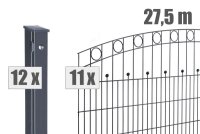 AOS STAHL 27,5m Zaunpaket KOMPLETT Schmuckzaun WIEN inkl. Pfosten Höhe 830mm