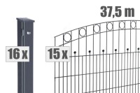 AOS STAHL 37,5m Zaunpaket KOMPLETT Schmuckzaun WIEN inkl. Pfosten Höhe 1230mm