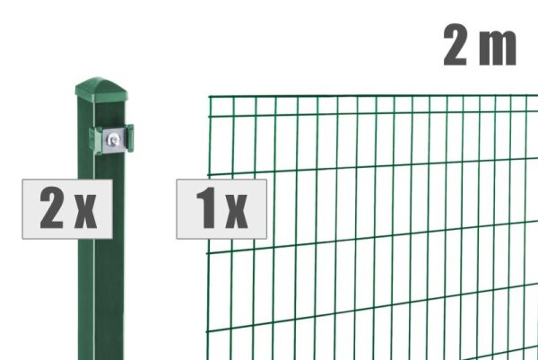 AOS STAHL 2m Zaunpaket KOMPLETT Stabgitterzaun MICHL inkl. Pfosten Höhe 800mm Farbe moosgrün