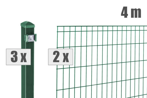 AOS STAHL 4m Zaunpaket KOMPLETT Stabgitterzaun MICHL inkl. Pfosten Höhe 1000mm Farbe moosgrün