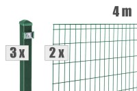 AOS STAHL 4m Zaunpaket KOMPLETT Stabgitterzaun MICHL inkl. Pfosten Höhe 1000mm Farbe moosgrün