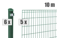 AOS STAHL 10m Zaunpaket KOMPLETT Stabgitterzaun MICHL inkl. Pfosten Höhe 800mm Farbe moosgrün
