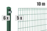 AOS STAHL 10m Zaunpaket KOMPLETT Stabgitterzaun MICHL inkl. Pfosten Höhe 1000mm Farbe moosgrün